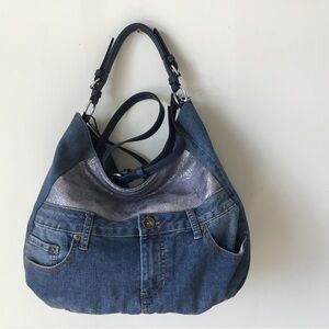 Chillx Blue Denim Jeans Hobo Crossbody Shoulder Bag